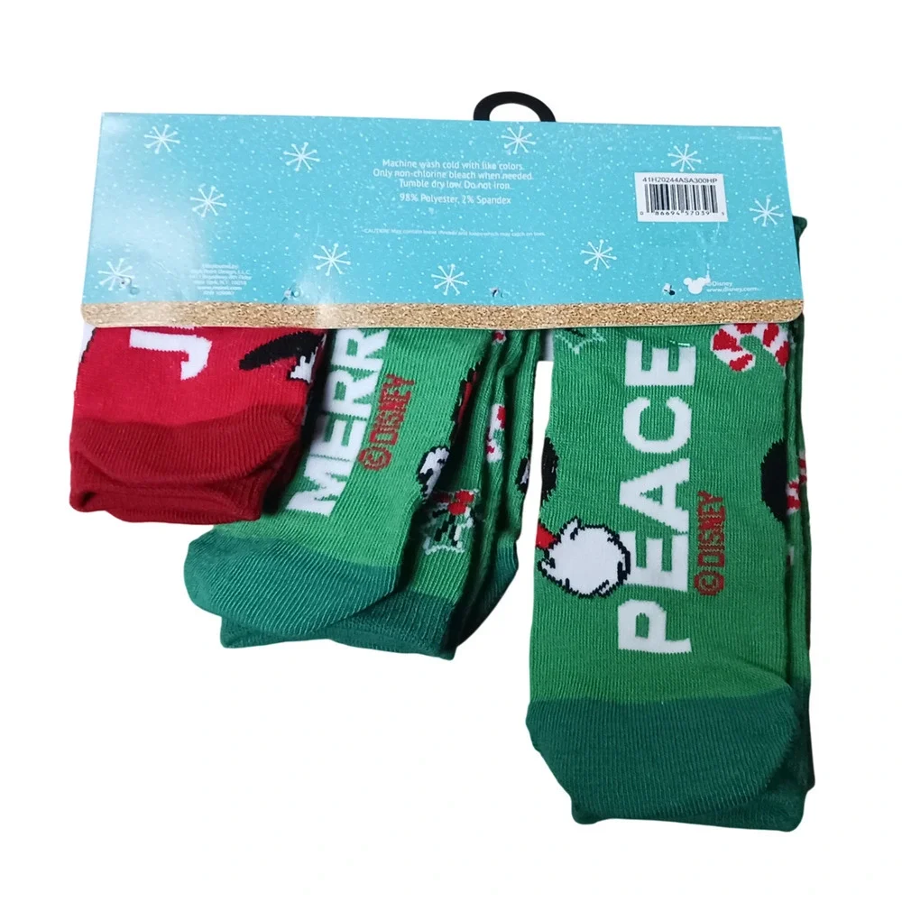 Disney Mickey Donald Duck and Pluto Matching Family Pack Holiday Sock Set 3 Pair